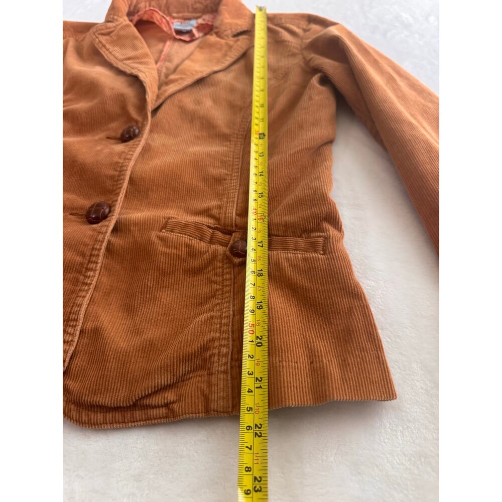 Vintage Y2K Bass Jeans XS Corduroy Blazer Jacket Cognac Tan Floral Lined - Picture 8 of 10